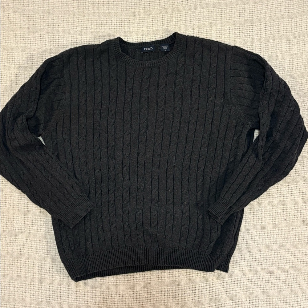 Charcoal grey cable knit sweater